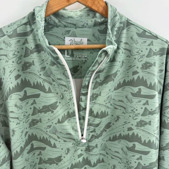 Waggle Performance Wear 1/4 Zip Golf Pullover Trout Fly Fishing Print Size Large - Picture 4 of 8